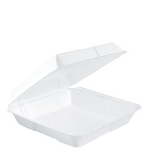 DART FOAM HINGED CONT - WHITE 1-COMP 9.5X9X3 (200