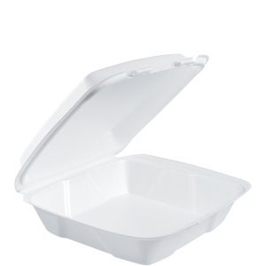 DART FOAM HINGED CONT - WHITE 1-COMP 9X9X3 (200 CT
