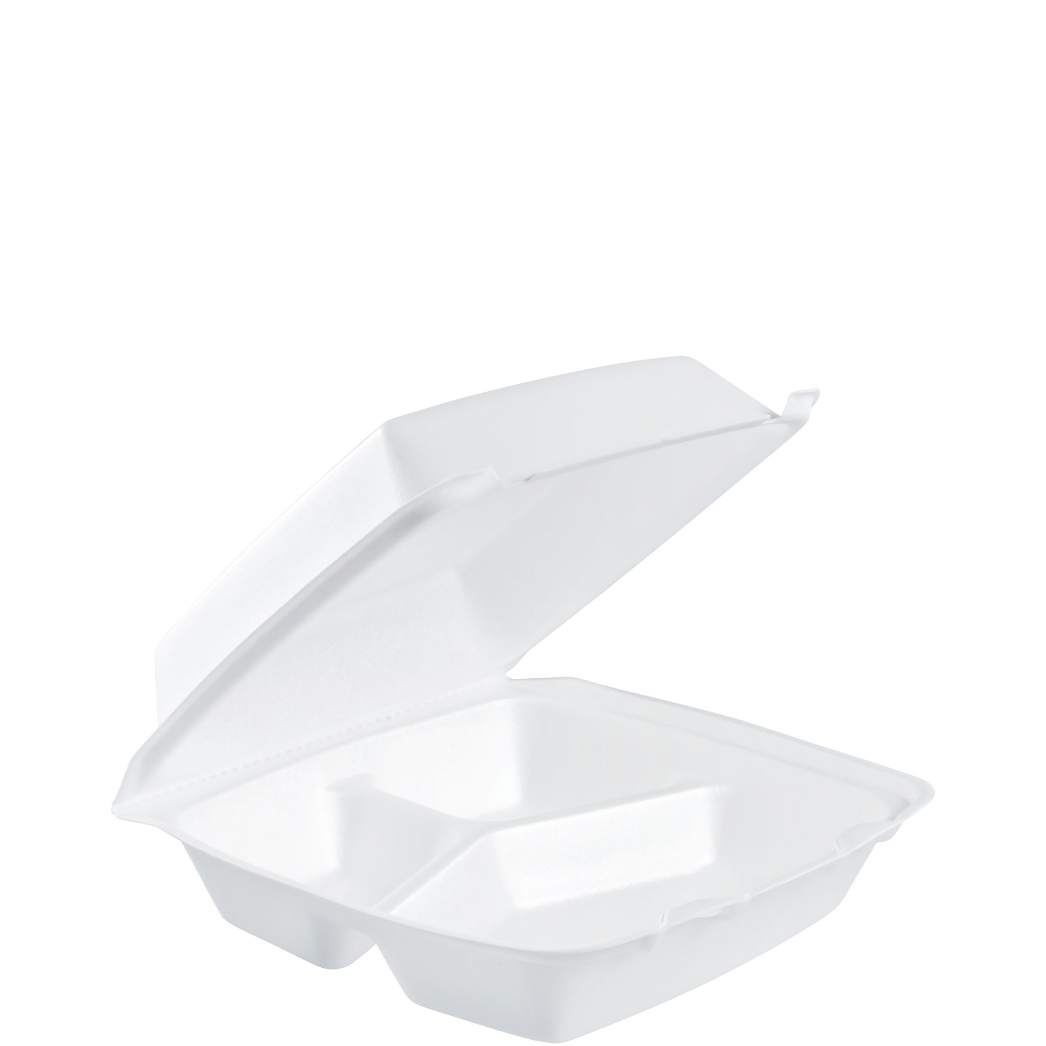 DART FOAM HINGED CONT - WHITE 3-COMP 8X8X3 (200 CT