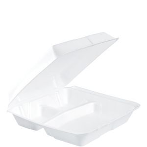 DART FOAM HINGED CONT - WHITE 3-COMP 9.5X9X3 (200