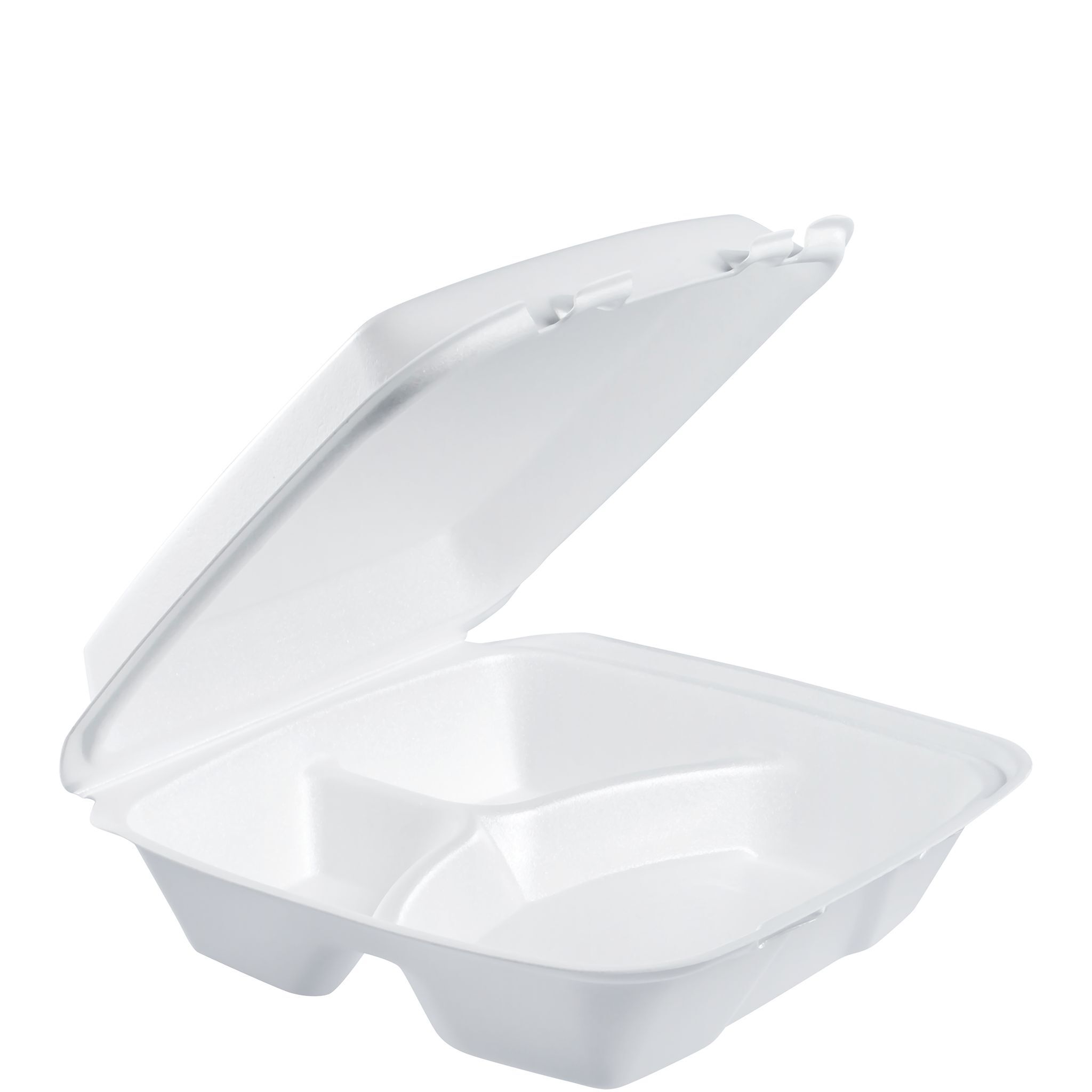 DART FOAM HINGED CONT - WHITE 3-COMP 9X9X3 (200 CT
