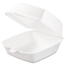 DART FOAM HINGED CONT - WHITE HAMBURGER 6X6X3 (500