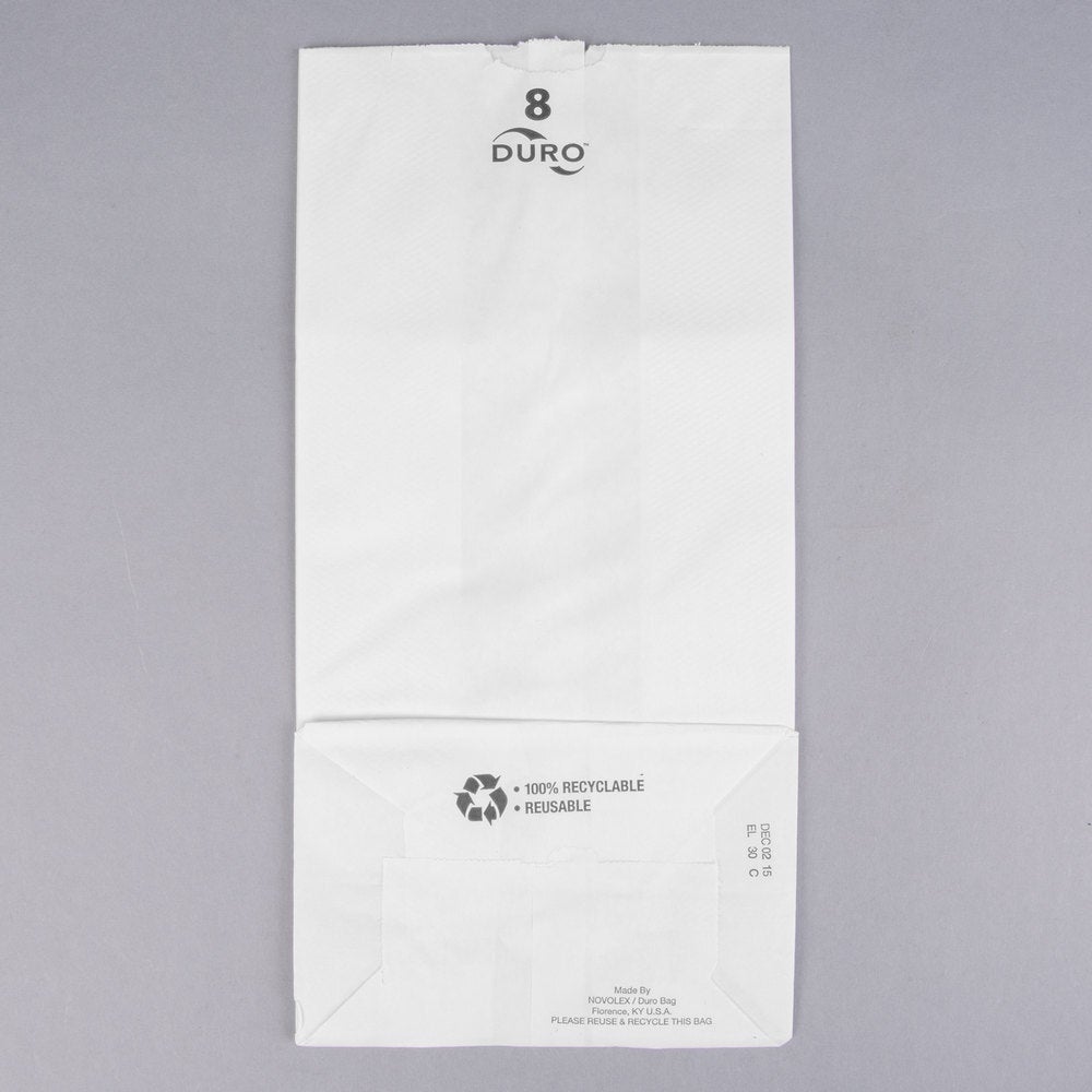 DURO PAPER BAGS WHITE 8LB (500 CT) #51028