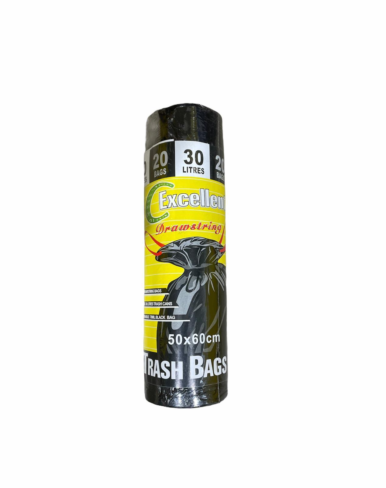 HKC TRASH BAGS W/ROPE 1 R 30L 20/ROLL 140G HK147