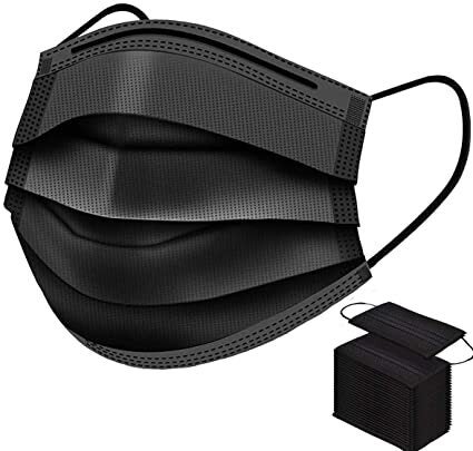 DISPOSABLE PROTECTIVE BLACK MASK 50 CT 50/CASE