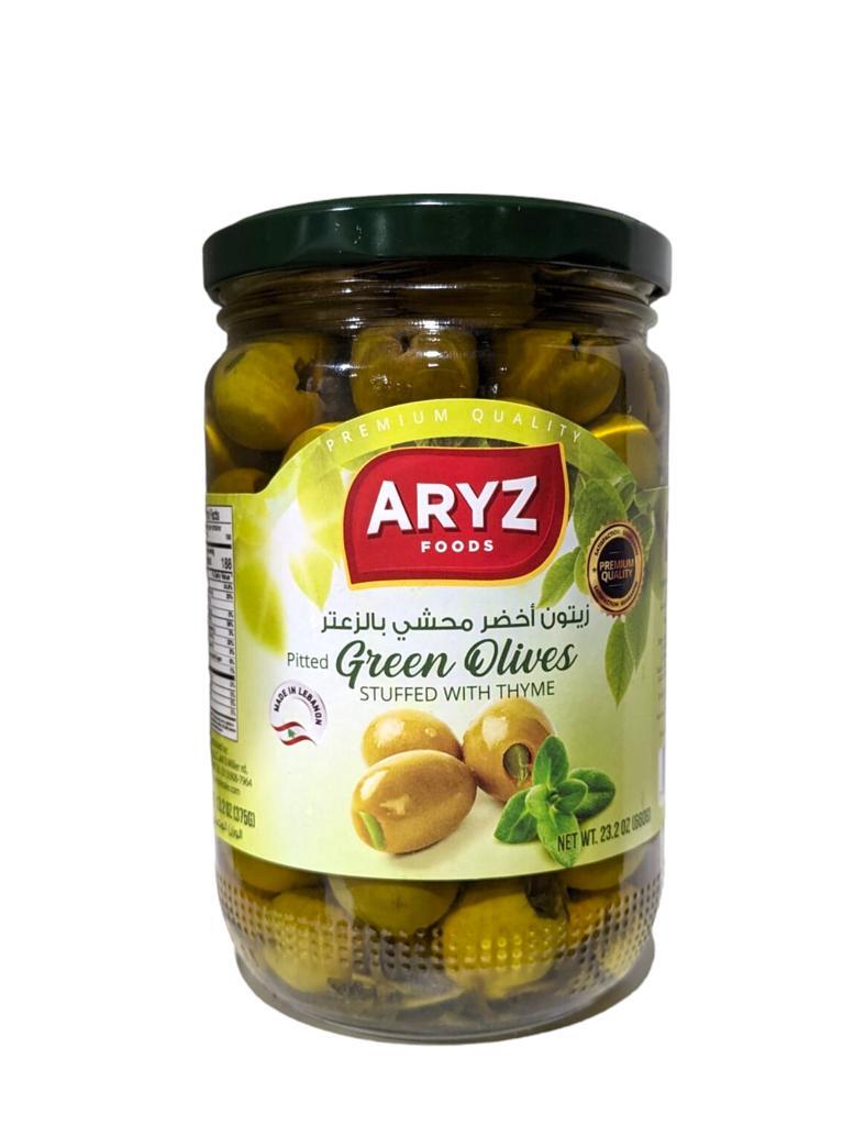 ARYZ OLIVES GREEN PITTED THYME 660G 12/CASE