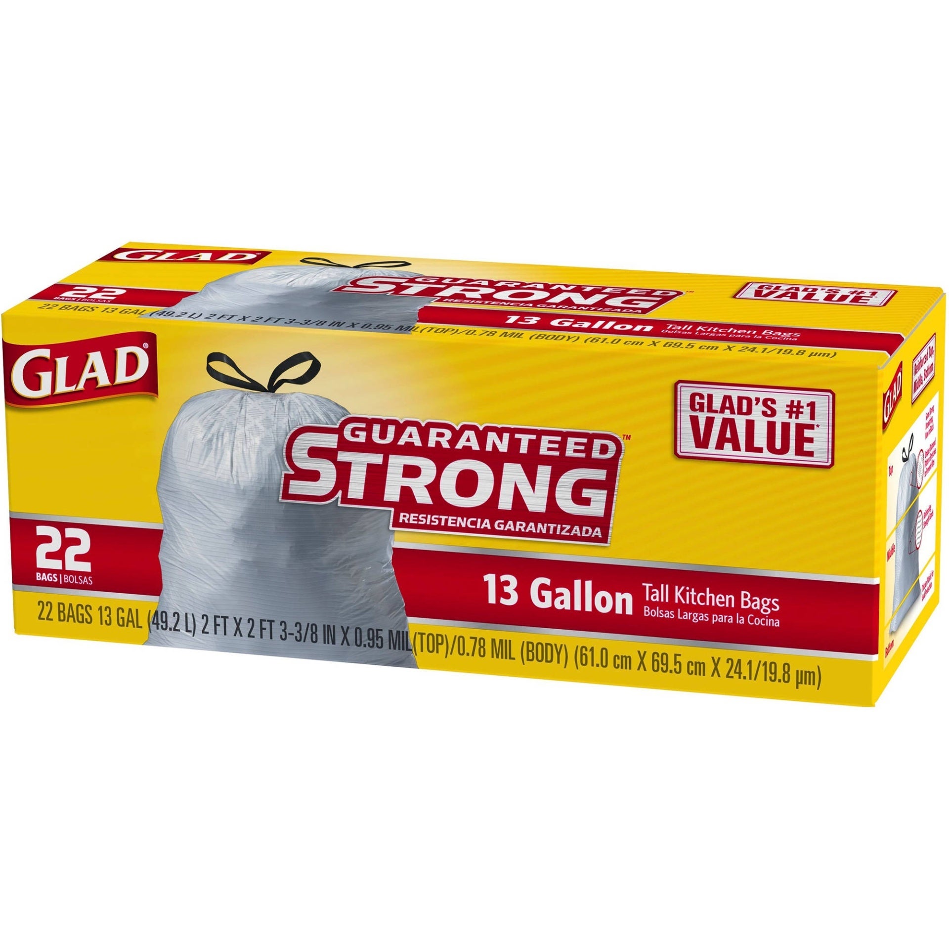 GLAD TALL KITCHEN BAG 13 GAL 22CT 6/CASE