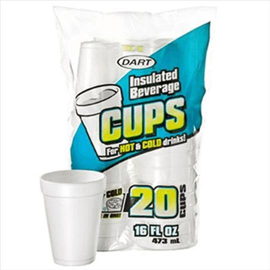 DART FOAM CUPS 160Z 20/CASE 16FP20