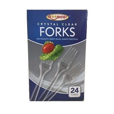 CLEAR FORKS PLASTIC CUTLERY 24/CASE