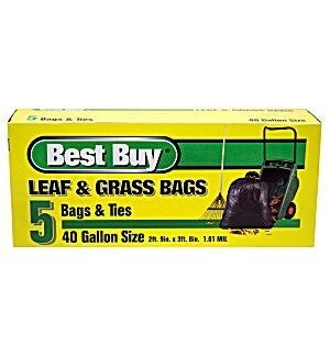 BEST BUY LEAF & GRASS BAGS 40 GAL 5 CT 12/CASE