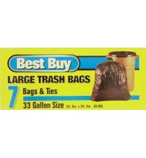 BEST BUY LARGE TRASH BAGS(BLUE) 33 GAL 7 CT 12/CAS