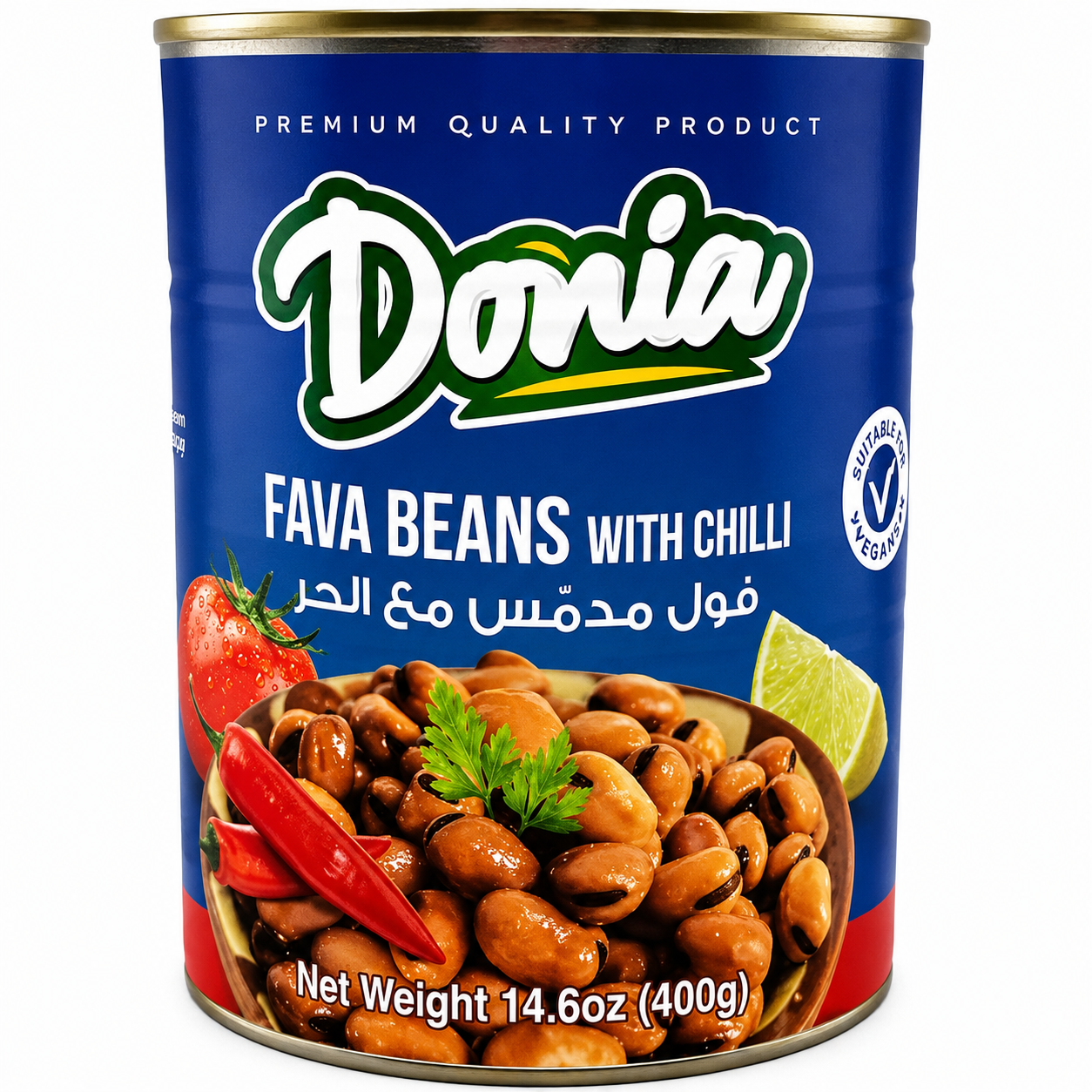 DONIA CANNED FAVA BEANS WITH PEPPER 400GR 24/CASE
