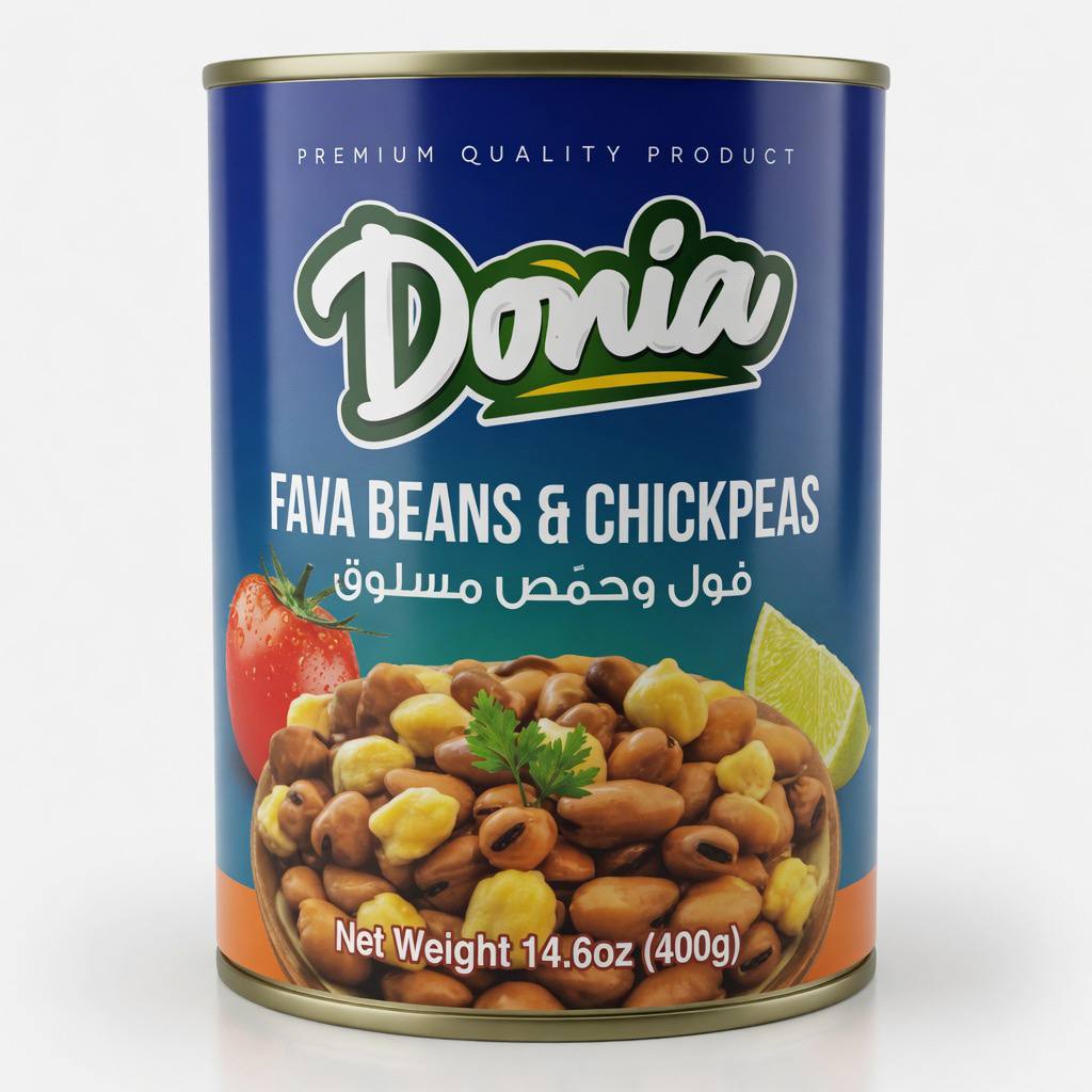 DONIA CANNED FAVA BEANS & CHICKPEAS 400GR 24/CASE
