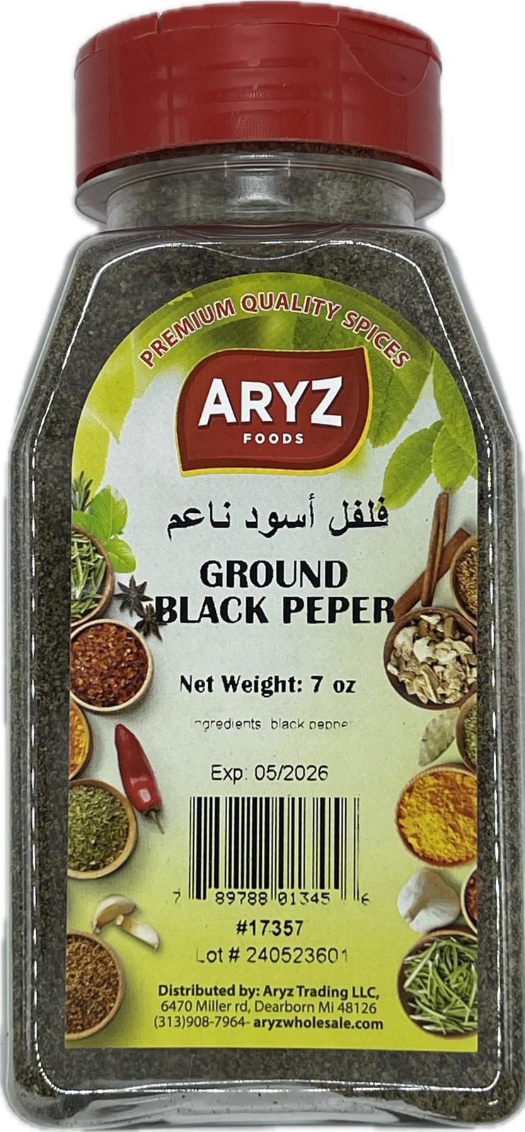 ARYZ SPICES BLACK PEPPER GROUND 7 OZ 12/CASE