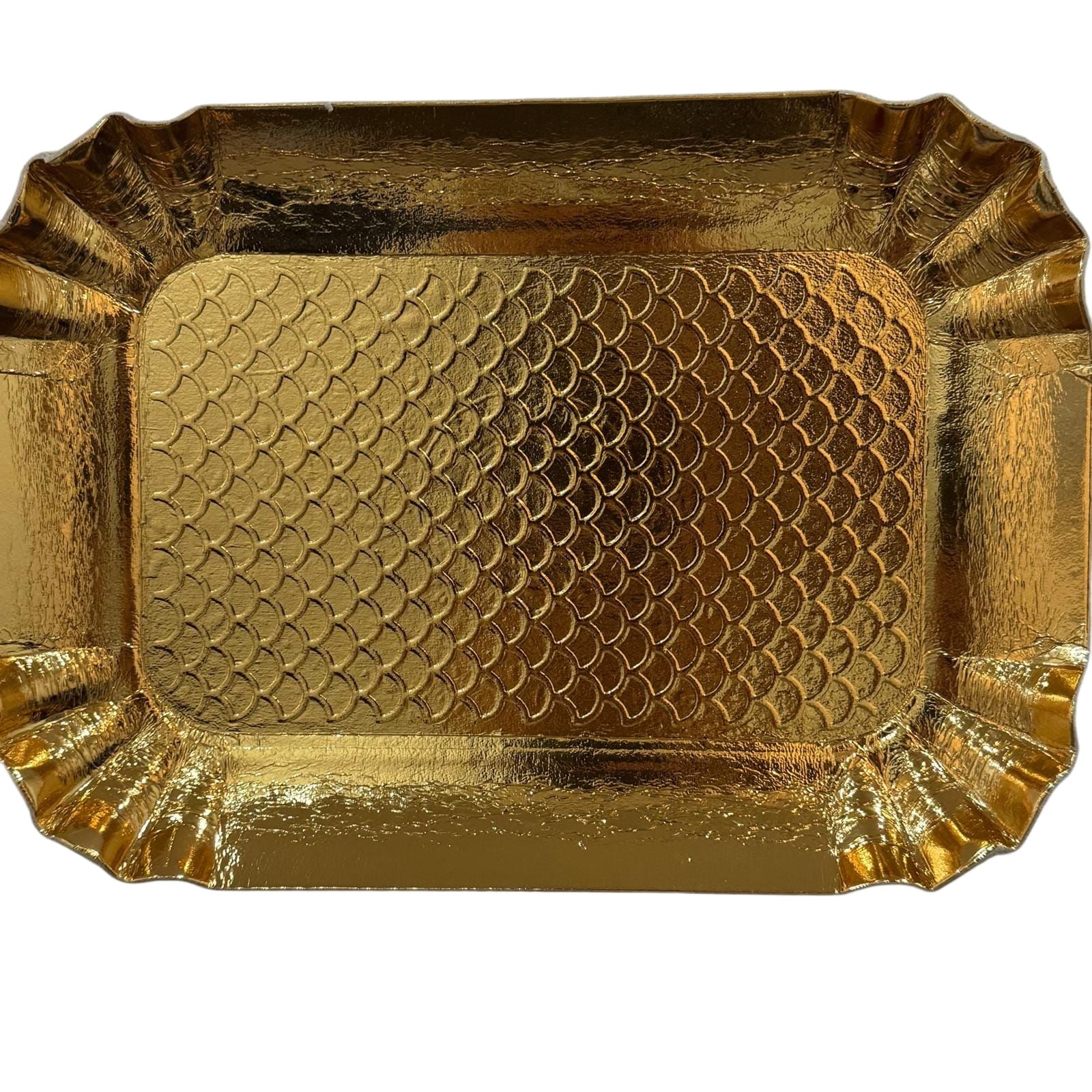 PAPER PLATE RECTANGLE GOLD 28 CM 145/CASE