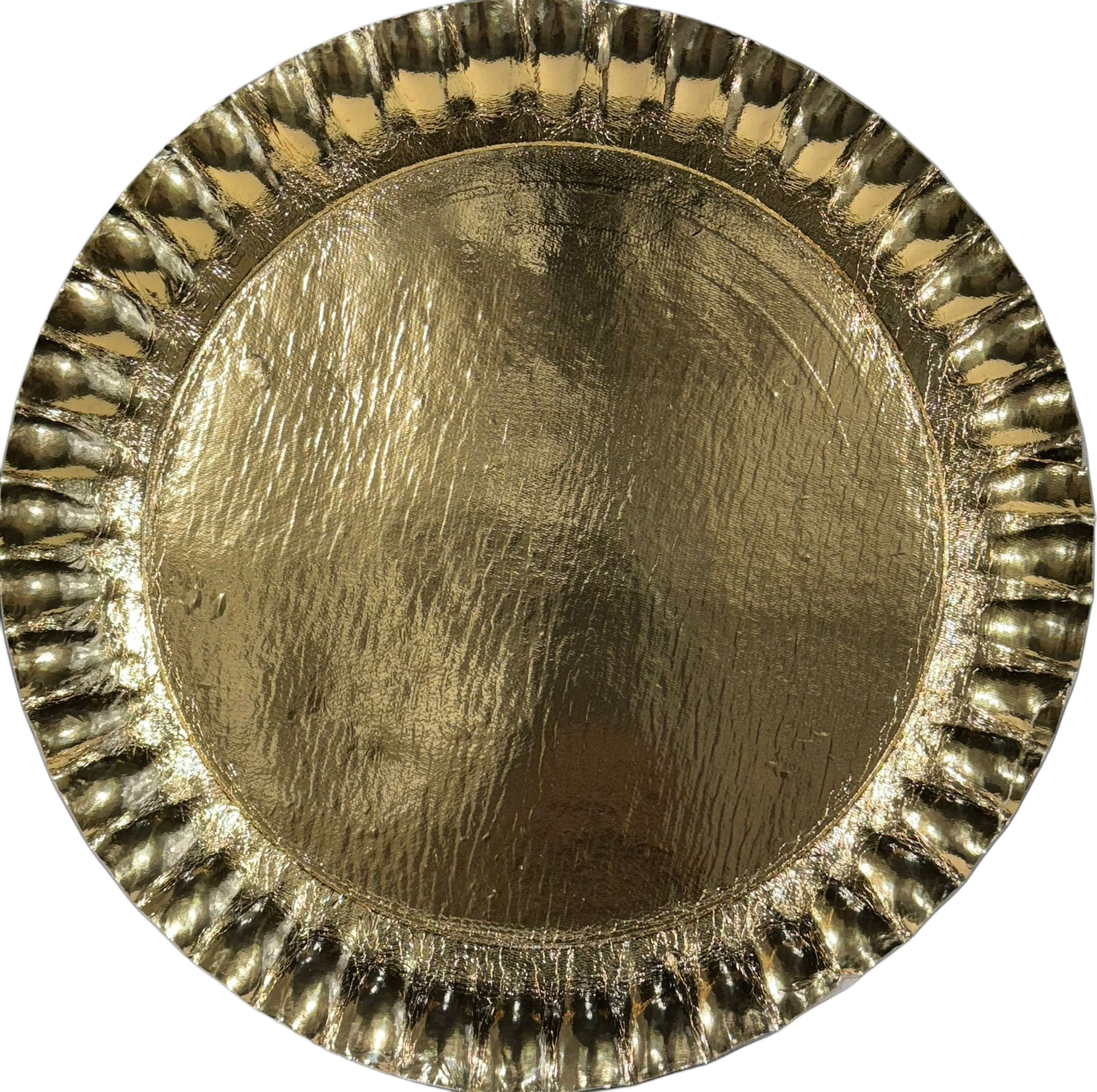 PAPER PLATE GOLDEN ROUND 35CM 14IN 60/CASE
