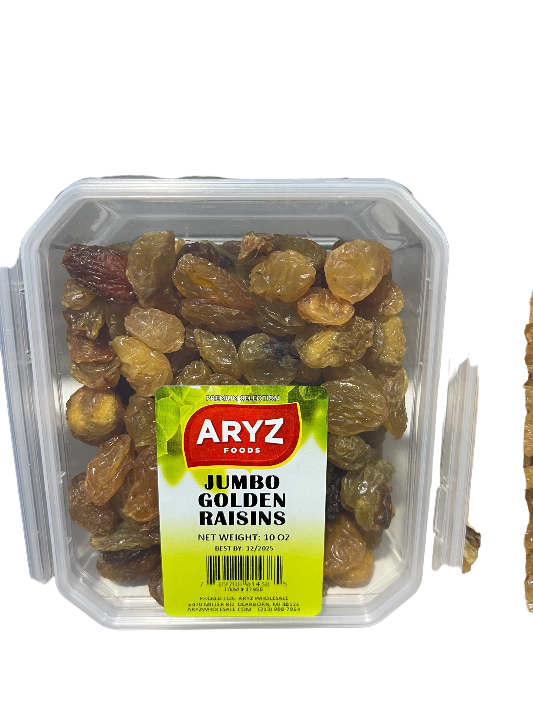 ARYZ PACKAGED RAISINS GOLDEN JUMBO SP 10 OZ 12/CASE