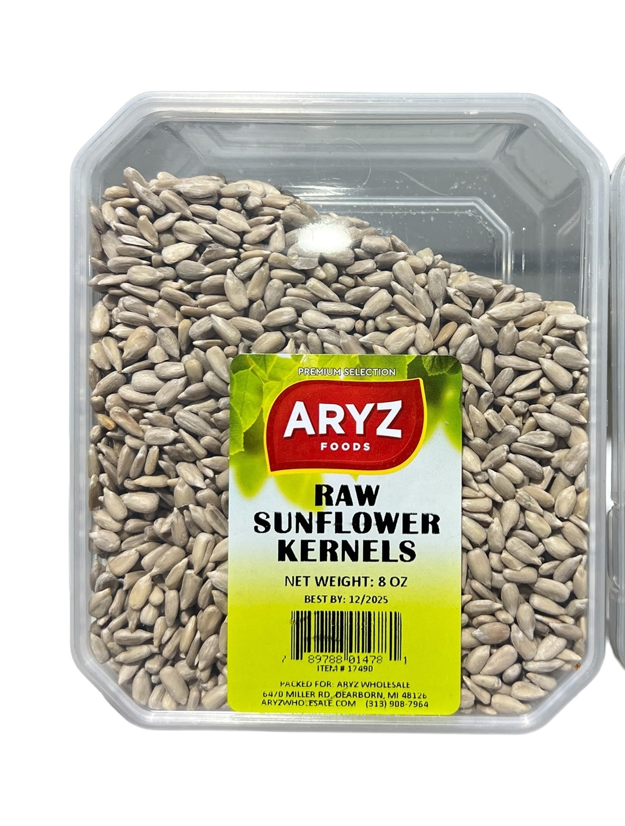 ARYZ PACKAGED SUNFLOWER KERNELS RAW SP 8 OZ 12/CASE