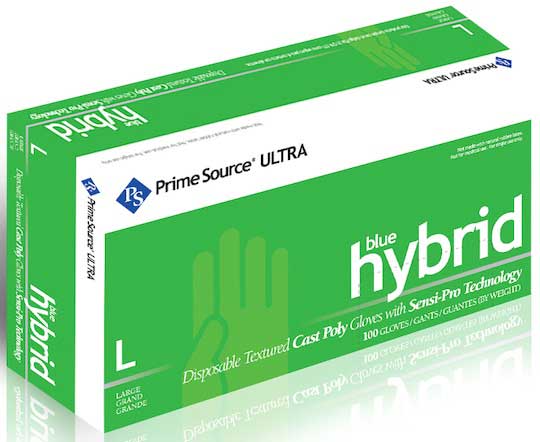 PRIME SOURCE HYBRID POLY GLOVES L (1000 CT) #75007