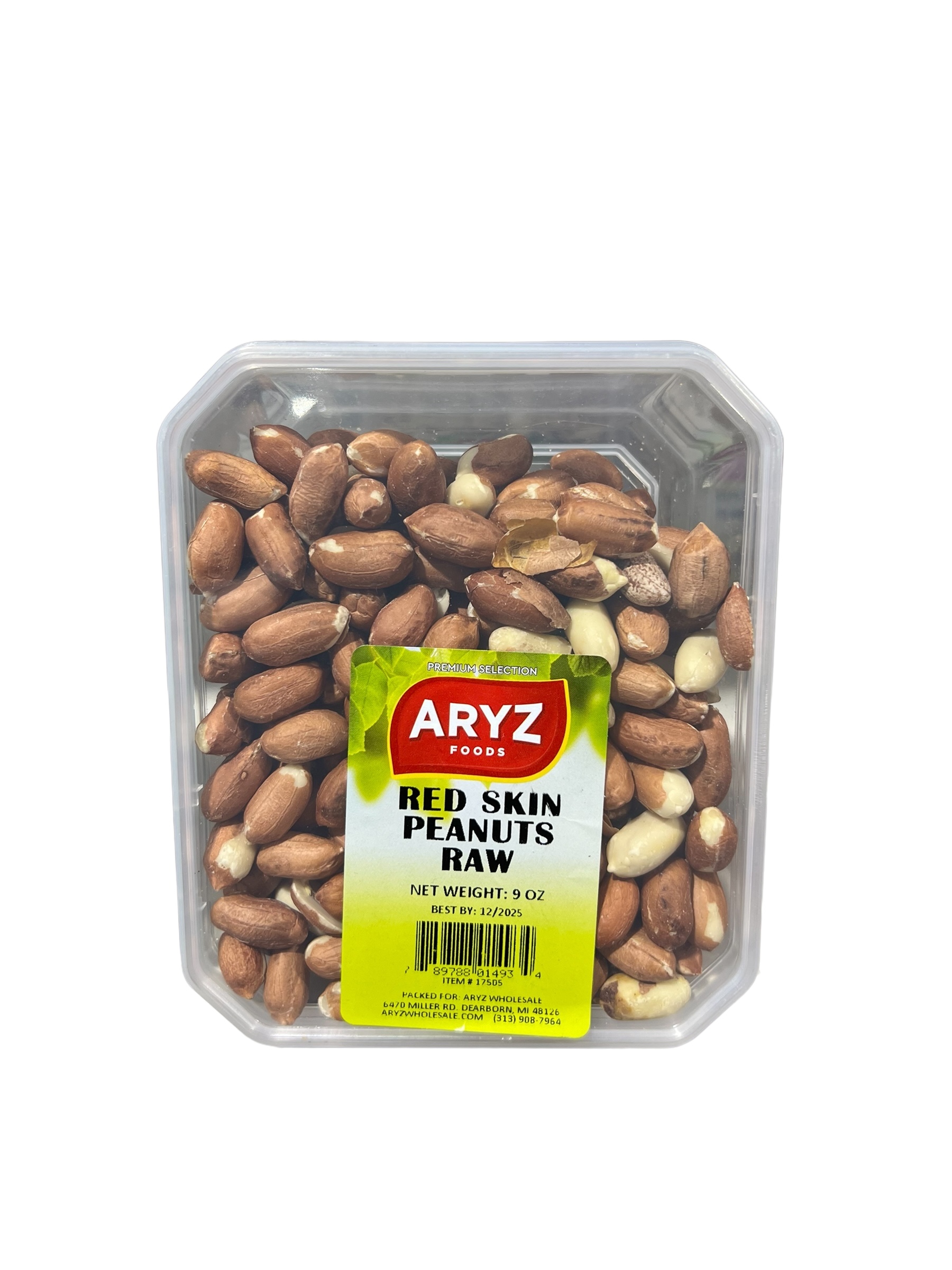 ARYZ PACKAGED PEANUTS RAW RED SKIN SP 9 OZ 12/CASE