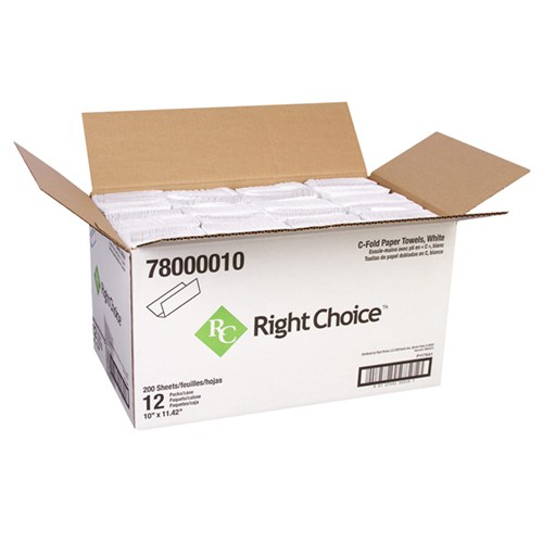 RIGHT CHOICE C-FOLD TOWELS - WHITE 10"X11.42" (12/