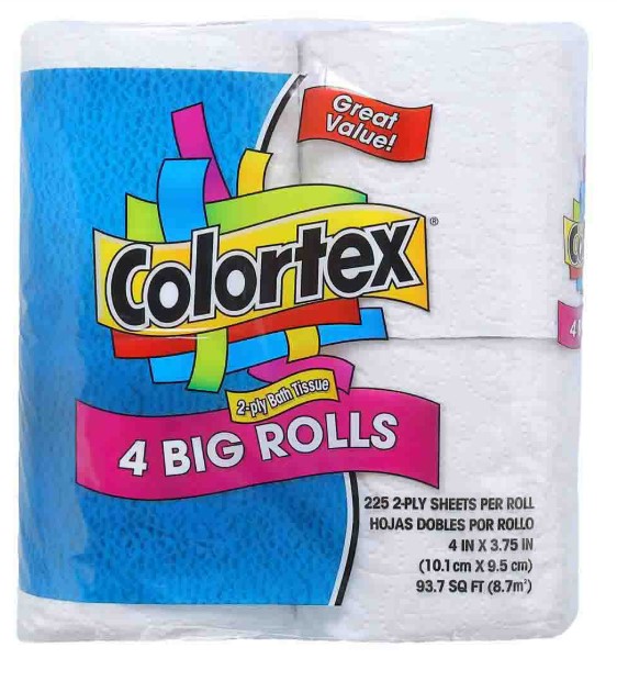 COLORTEX BATH TISSUE 4 ROLL 24/CASE