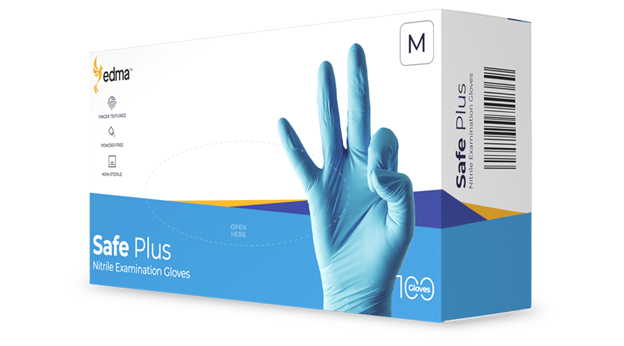 EDMA NITRILE BLUE GLOVES SIZE M 1000/CASE