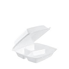 GENPAK STYROFOAM CONT WHITE 3-COMP 8X8X3 (200 CT)