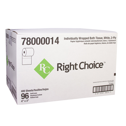 RIGHT CHOICE STANDARD BATH TISSUE INDV. - WHITE 4"