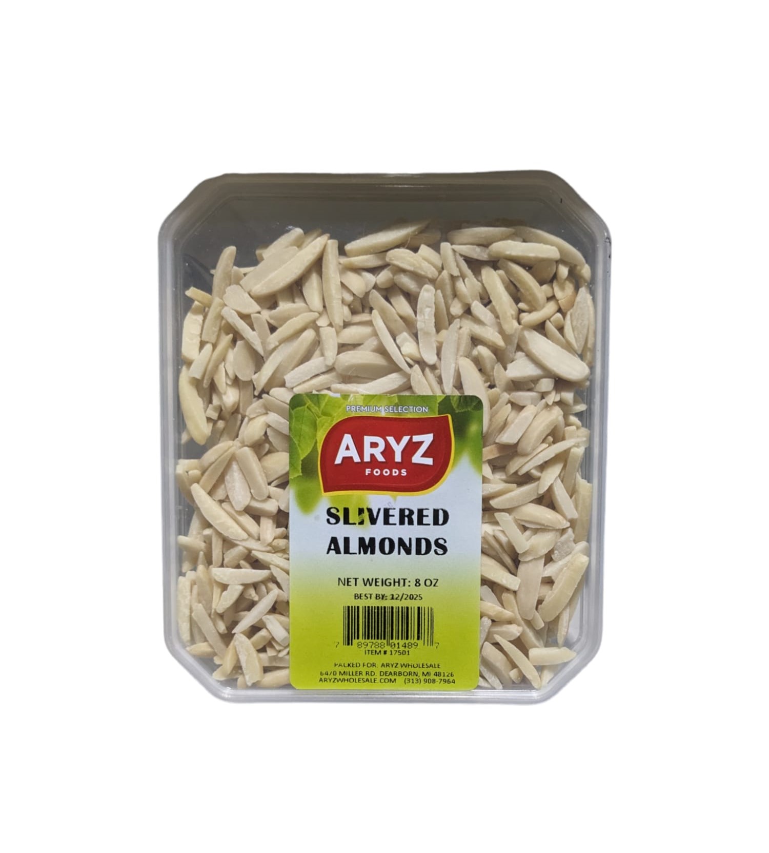 ARYZ PACKAGED ALMONDS SLIVERED SP 8 OZ 12/CASE
