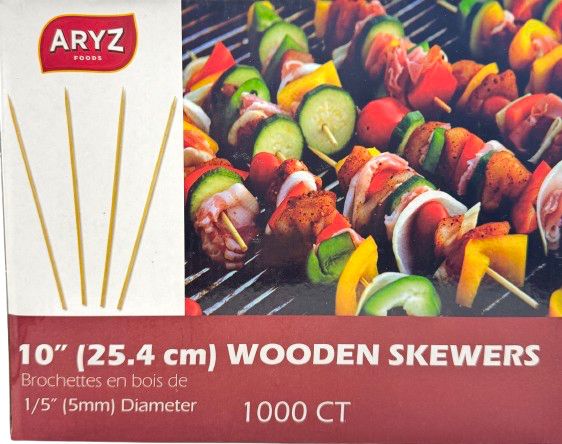 *ARYZ SKEWERS BAMBOO STICKS 10'' 1000CT 4/CASE (21HK163)